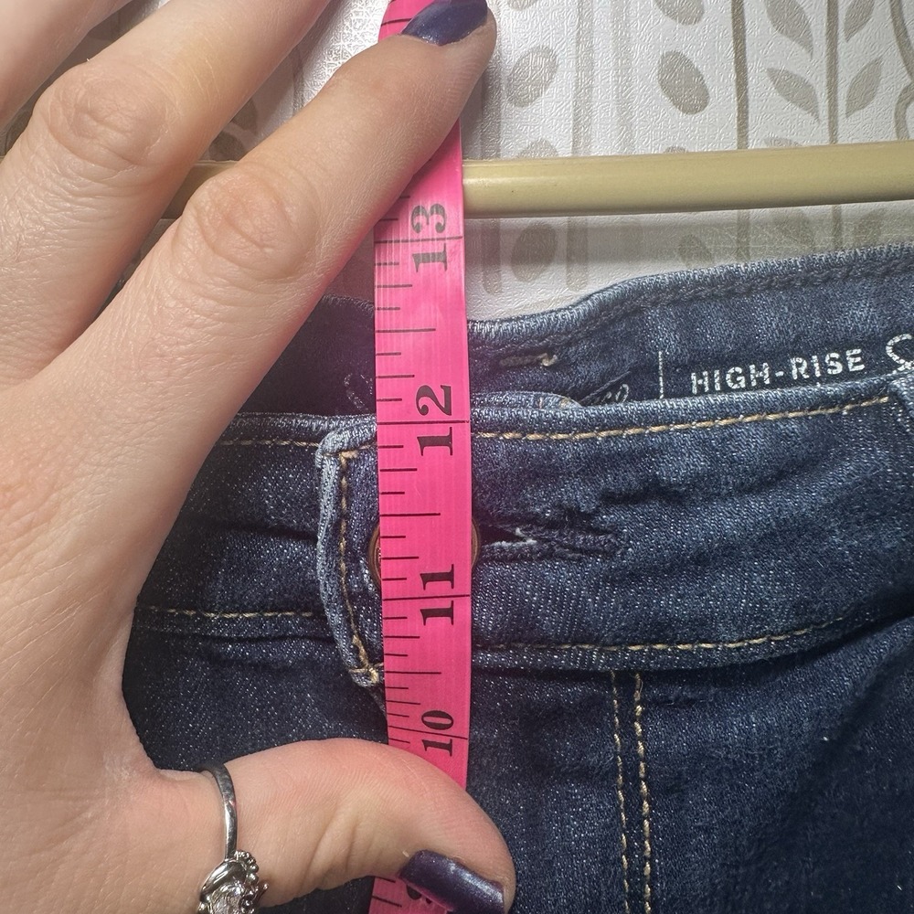 Signature by Levi Strauss Dark Blue Distressed Denim Jean Shorts - Picture 7 of 10